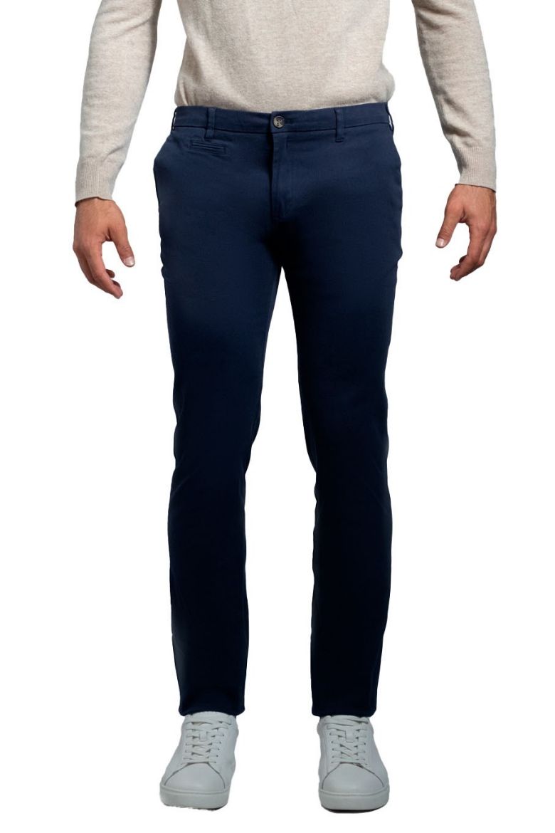 Immagine di PANTALONE INFORMALE  MODELLO CHINO IN COTONE  TWILL, TINTA UNITA, VESTIBILITA' SLIM