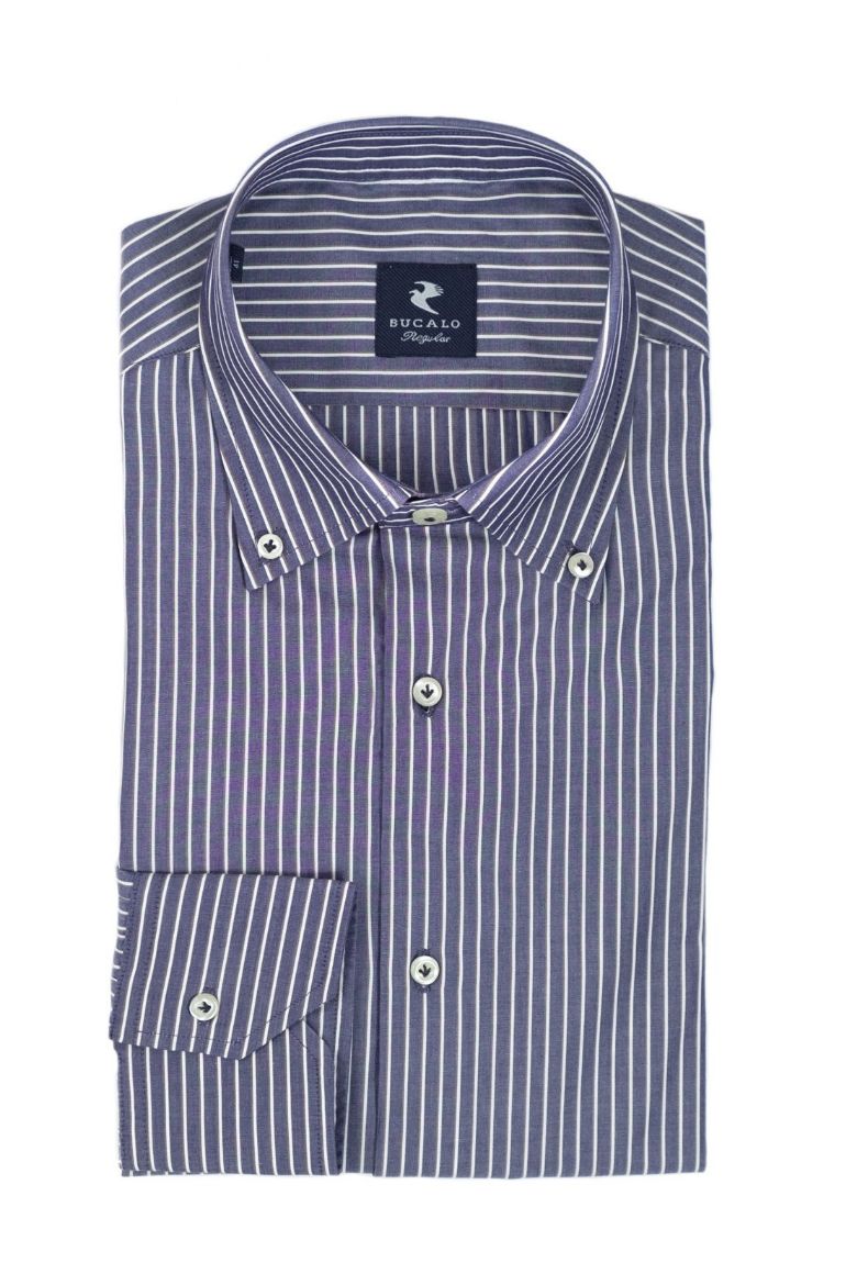 Immagine di CAMICIA POPELINE RIGATA COLLO  BUTTON DOWN