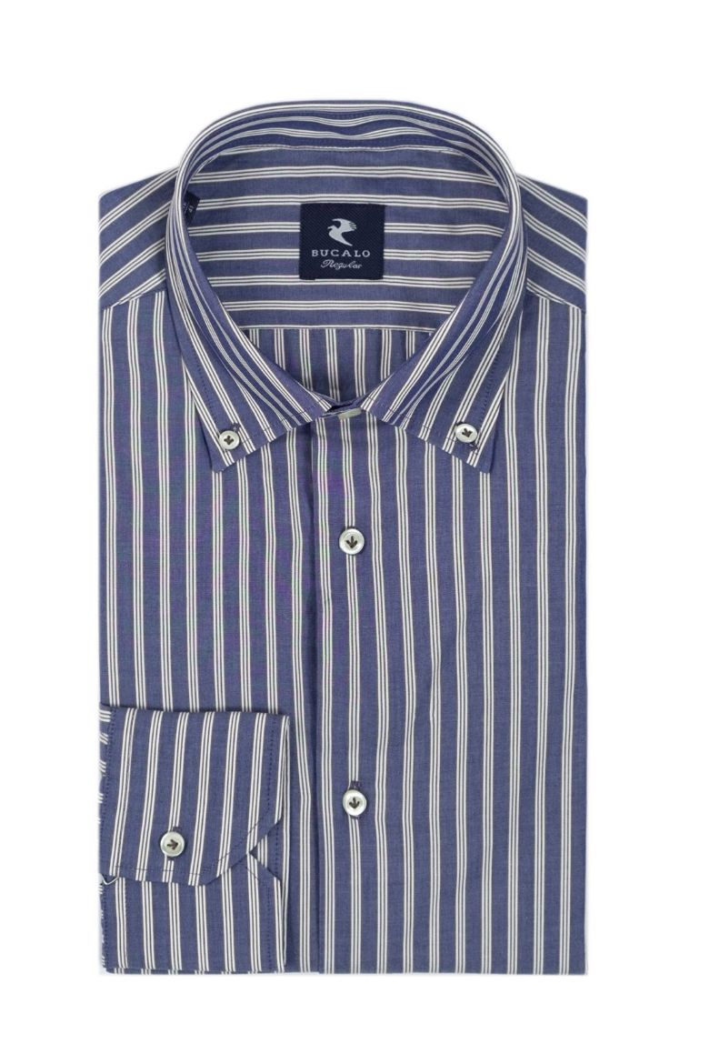 Immagine di CAMICIA POPELINE RIGATA COLLO  BUTTON DOWN