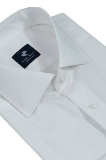 Immagine di CAMICIA CLASSICA  IN TWILL TINTA UNITA COLLO  SEMIFRANCESE