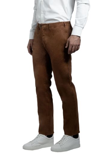 Immagine di PANTALONE INFORMALE  MODELLO CHINO IN COTONE  RASO, TINTA UNITA, VESTIBILITA' SLIM